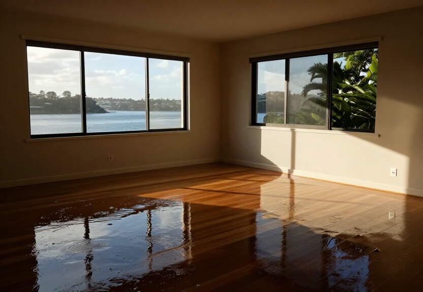 Water-damaged wall in a Cranebrook home before structural drying