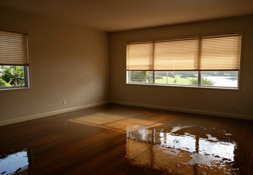 Flooded subfloor in a Cranebrook commercial property before drying